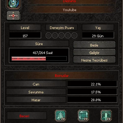  ALASTOR PET , KİTAPLAR FUL      28.8 ATAK      17.5 SAVUNMA       22.1 HP